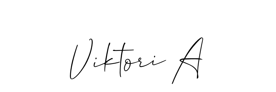 The best way (Allison_Script) to make a short signature is to pick only two or three words in your name. The name Viktori A include a total of six letters. For converting this name. Viktori A signature style 2 images and pictures png