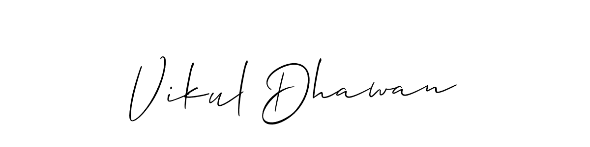 How to make Vikul Dhawan signature? Allison_Script is a professional autograph style. Create handwritten signature for Vikul Dhawan name. Vikul Dhawan signature style 2 images and pictures png