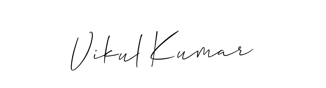 This is the best signature style for the Vikul Kumar name. Also you like these signature font (Allison_Script). Mix name signature. Vikul Kumar signature style 2 images and pictures png