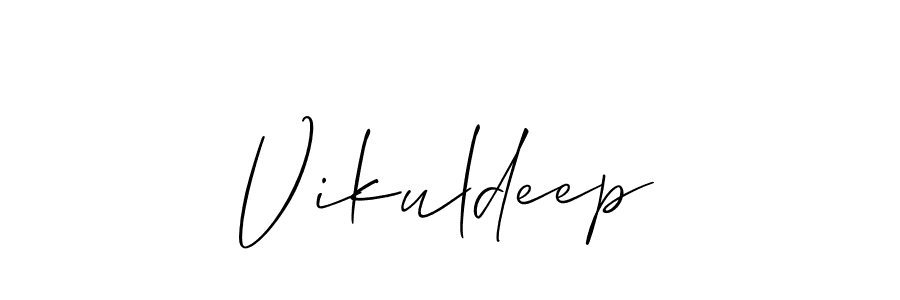 Make a beautiful signature design for name Vikuldeep. With this signature (Allison_Script) style, you can create a handwritten signature for free. Vikuldeep signature style 2 images and pictures png