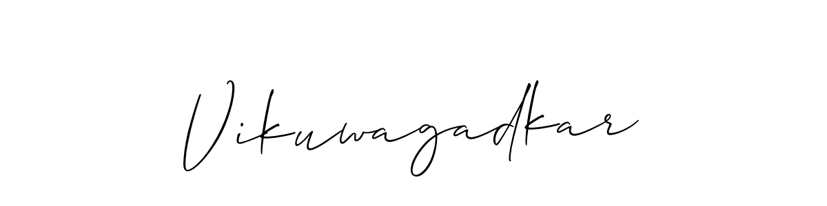 Allison_Script is a professional signature style that is perfect for those who want to add a touch of class to their signature. It is also a great choice for those who want to make their signature more unique. Get Vikuwagadkar name to fancy signature for free. Vikuwagadkar signature style 2 images and pictures png