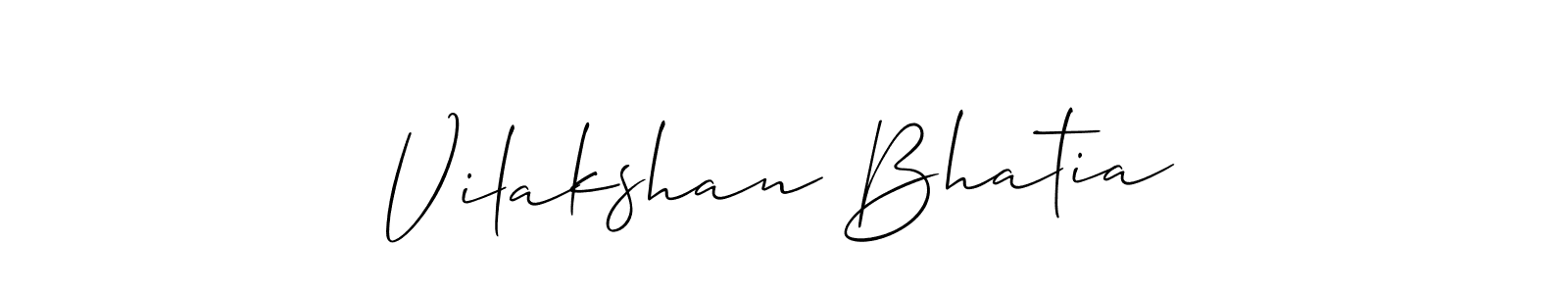 Make a short Vilakshan Bhatia signature style. Manage your documents anywhere anytime using Allison_Script. Create and add eSignatures, submit forms, share and send files easily. Vilakshan Bhatia signature style 2 images and pictures png