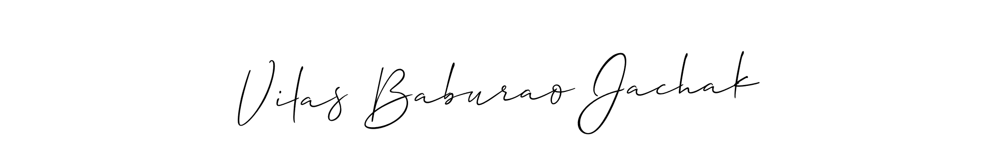 The best way (Allison_Script) to make a short signature is to pick only two or three words in your name. The name Vilas Baburao Jachak include a total of six letters. For converting this name. Vilas Baburao Jachak signature style 2 images and pictures png