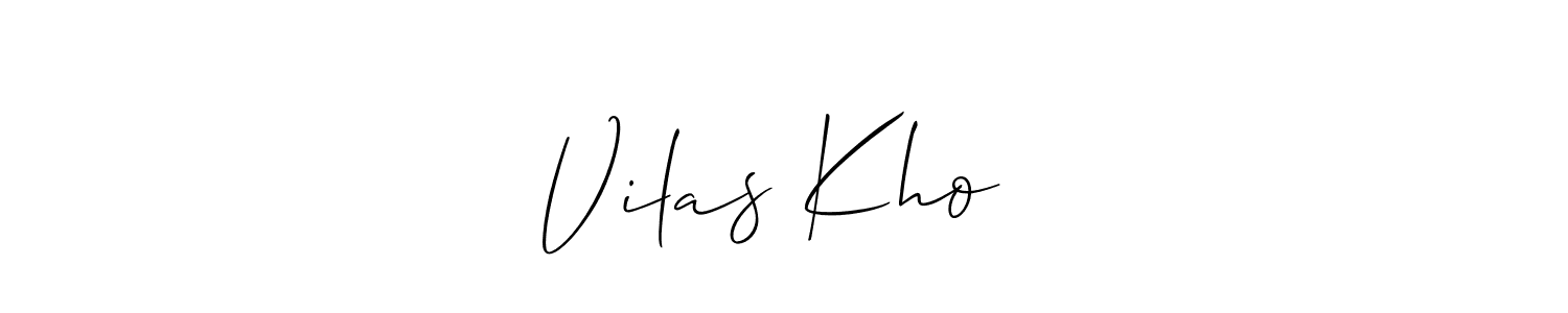 The best way (Allison_Script) to make a short signature is to pick only two or three words in your name. The name Vilas Khoपे include a total of six letters. For converting this name. Vilas Khoपे signature style 2 images and pictures png