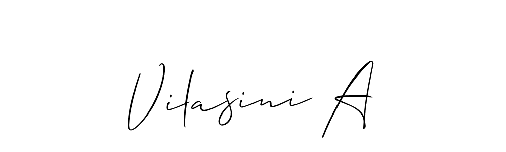 Design your own signature with our free online signature maker. With this signature software, you can create a handwritten (Allison_Script) signature for name Vilasini A. Vilasini A signature style 2 images and pictures png