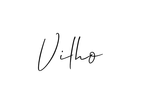 How to make Vilho name signature. Use Allison_Script style for creating short signs online. This is the latest handwritten sign. Vilho signature style 2 images and pictures png