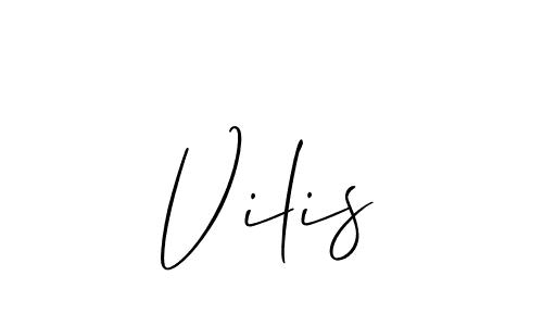 Use a signature maker to create a handwritten signature online. With this signature software, you can design (Allison_Script) your own signature for name Vilis. Vilis signature style 2 images and pictures png