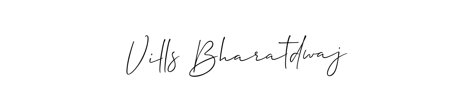 How to Draw Vills Bharatdwaj signature style? Allison_Script is a latest design signature styles for name Vills Bharatdwaj. Vills Bharatdwaj signature style 2 images and pictures png