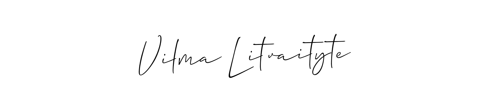 Allison_Script is a professional signature style that is perfect for those who want to add a touch of class to their signature. It is also a great choice for those who want to make their signature more unique. Get Vilma Litvaityte name to fancy signature for free. Vilma Litvaityte signature style 2 images and pictures png