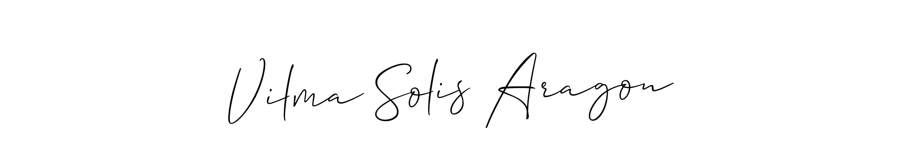 Also we have Vilma Solis Aragon name is the best signature style. Create professional handwritten signature collection using Allison_Script autograph style. Vilma Solis Aragon signature style 2 images and pictures png