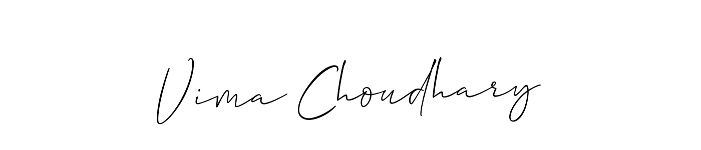Create a beautiful signature design for name Vima Choudhary. With this signature (Allison_Script) fonts, you can make a handwritten signature for free. Vima Choudhary signature style 2 images and pictures png