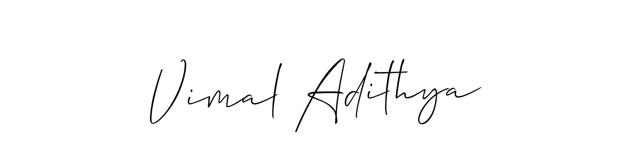 if you are searching for the best signature style for your name Vimal Adithya. so please give up your signature search. here we have designed multiple signature styles  using Allison_Script. Vimal Adithya signature style 2 images and pictures png