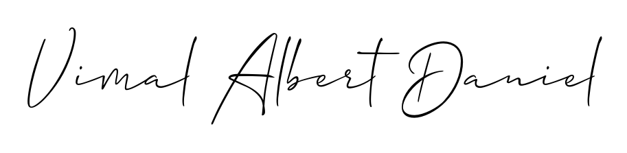 You can use this online signature creator to create a handwritten signature for the name Vimal Albert Daniel. This is the best online autograph maker. Vimal Albert Daniel signature style 2 images and pictures png