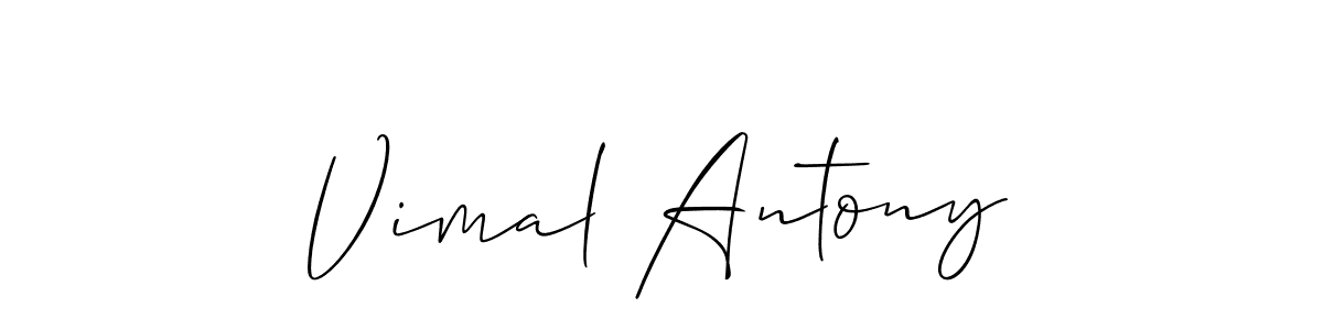 The best way (Allison_Script) to make a short signature is to pick only two or three words in your name. The name Vimal Antony include a total of six letters. For converting this name. Vimal Antony signature style 2 images and pictures png