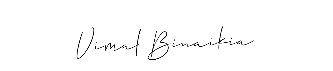 if you are searching for the best signature style for your name Vimal Binaikia. so please give up your signature search. here we have designed multiple signature styles  using Allison_Script. Vimal Binaikia signature style 2 images and pictures png