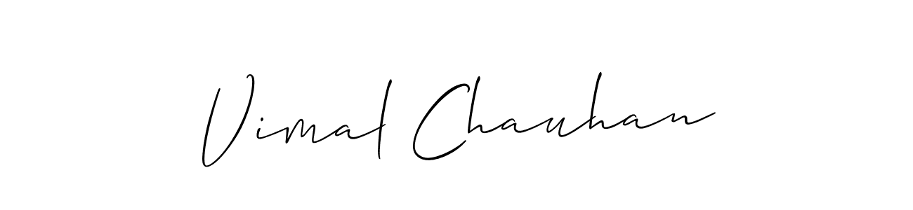 The best way (Allison_Script) to make a short signature is to pick only two or three words in your name. The name Vimal Chauhan include a total of six letters. For converting this name. Vimal Chauhan signature style 2 images and pictures png