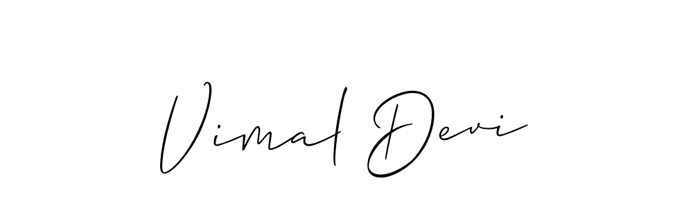 The best way (Allison_Script) to make a short signature is to pick only two or three words in your name. The name Vimal Devi include a total of six letters. For converting this name. Vimal Devi signature style 2 images and pictures png