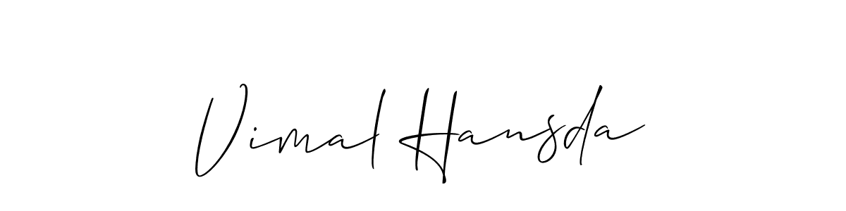 Also we have Vimal Hansda name is the best signature style. Create professional handwritten signature collection using Allison_Script autograph style. Vimal Hansda signature style 2 images and pictures png