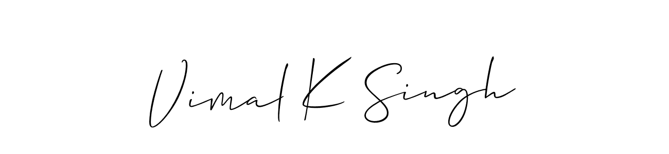 Also we have Vimal K Singh name is the best signature style. Create professional handwritten signature collection using Allison_Script autograph style. Vimal K Singh signature style 2 images and pictures png