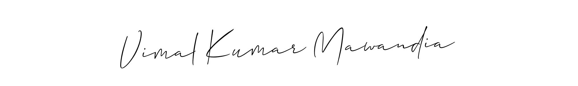 Make a short Vimal Kumar Mawandia signature style. Manage your documents anywhere anytime using Allison_Script. Create and add eSignatures, submit forms, share and send files easily. Vimal Kumar Mawandia signature style 2 images and pictures png