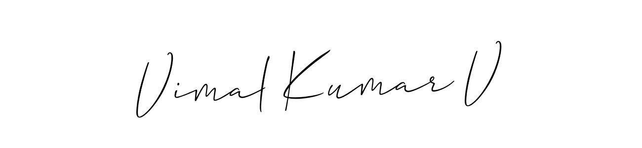 Vimal Kumar V stylish signature style. Best Handwritten Sign (Allison_Script) for my name. Handwritten Signature Collection Ideas for my name Vimal Kumar V. Vimal Kumar V signature style 2 images and pictures png