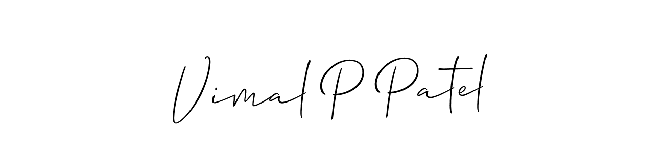 Vimal P Patel stylish signature style. Best Handwritten Sign (Allison_Script) for my name. Handwritten Signature Collection Ideas for my name Vimal P Patel. Vimal P Patel signature style 2 images and pictures png