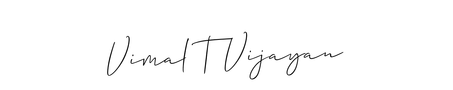 The best way (Allison_Script) to make a short signature is to pick only two or three words in your name. The name Vimal T Vijayan include a total of six letters. For converting this name. Vimal T Vijayan signature style 2 images and pictures png