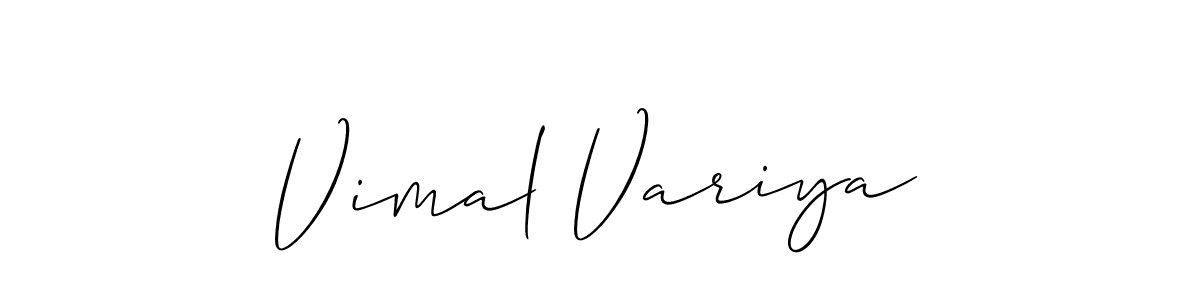 How to make Vimal Variya name signature. Use Allison_Script style for creating short signs online. This is the latest handwritten sign. Vimal Variya signature style 2 images and pictures png