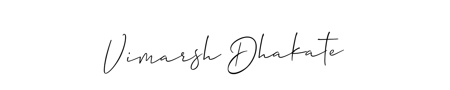 Vimarsh Dhakate stylish signature style. Best Handwritten Sign (Allison_Script) for my name. Handwritten Signature Collection Ideas for my name Vimarsh Dhakate. Vimarsh Dhakate signature style 2 images and pictures png