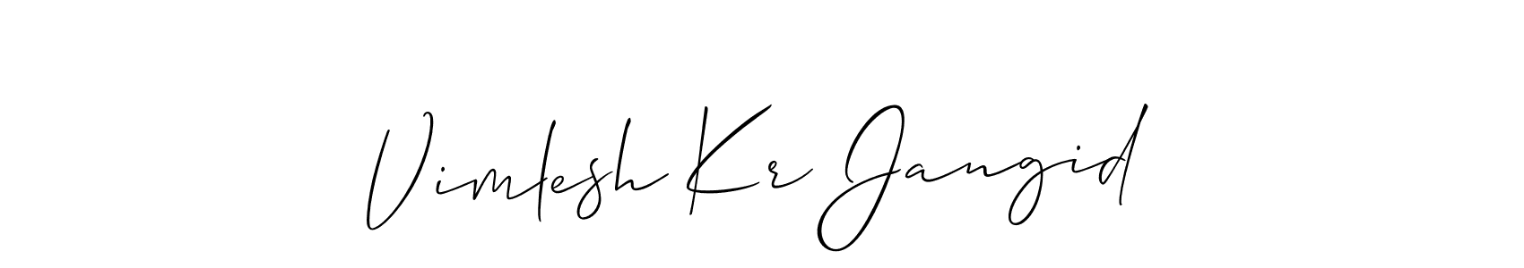 if you are searching for the best signature style for your name Vimlesh Kr Jangid. so please give up your signature search. here we have designed multiple signature styles  using Allison_Script. Vimlesh Kr Jangid signature style 2 images and pictures png