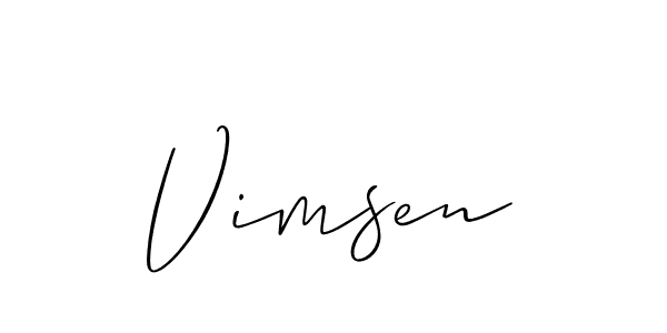 Similarly Allison_Script is the best handwritten signature design. Signature creator online .You can use it as an online autograph creator for name Vimsen. Vimsen signature style 2 images and pictures png