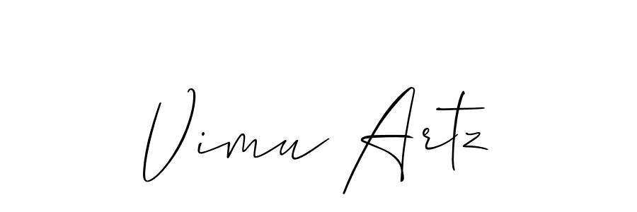 Use a signature maker to create a handwritten signature online. With this signature software, you can design (Allison_Script) your own signature for name Vimu Artz. Vimu Artz signature style 2 images and pictures png