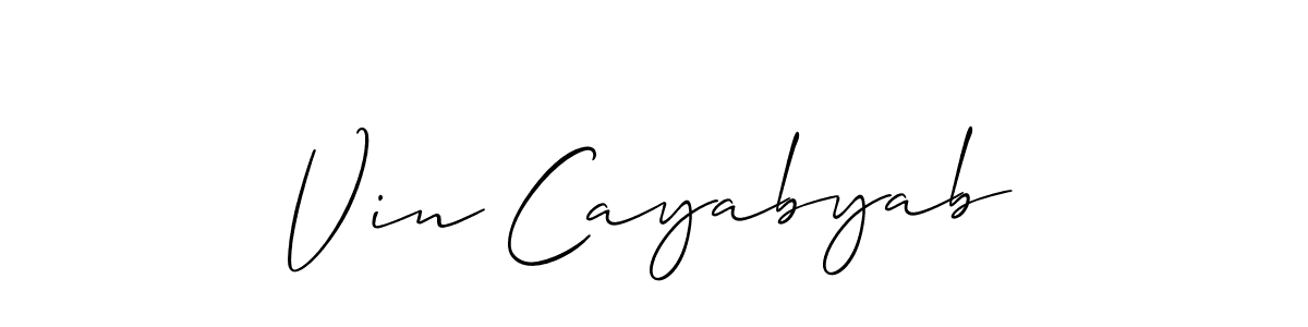 You should practise on your own different ways (Allison_Script) to write your name (Vin Cayabyab) in signature. don't let someone else do it for you. Vin Cayabyab signature style 2 images and pictures png