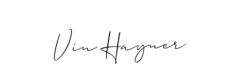 You should practise on your own different ways (Allison_Script) to write your name (Vin Hayner) in signature. don't let someone else do it for you. Vin Hayner signature style 2 images and pictures png