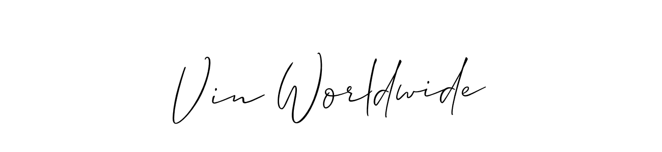 Use a signature maker to create a handwritten signature online. With this signature software, you can design (Allison_Script) your own signature for name Vin Worldwide. Vin Worldwide signature style 2 images and pictures png