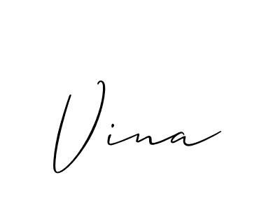 You should practise on your own different ways (Allison_Script) to write your name (Vina) in signature. don't let someone else do it for you. Vina signature style 2 images and pictures png