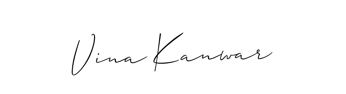 Vina Kanwar stylish signature style. Best Handwritten Sign (Allison_Script) for my name. Handwritten Signature Collection Ideas for my name Vina Kanwar. Vina Kanwar signature style 2 images and pictures png