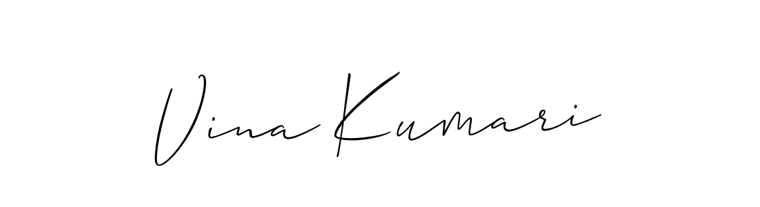 Similarly Allison_Script is the best handwritten signature design. Signature creator online .You can use it as an online autograph creator for name Vina Kumari. Vina Kumari signature style 2 images and pictures png