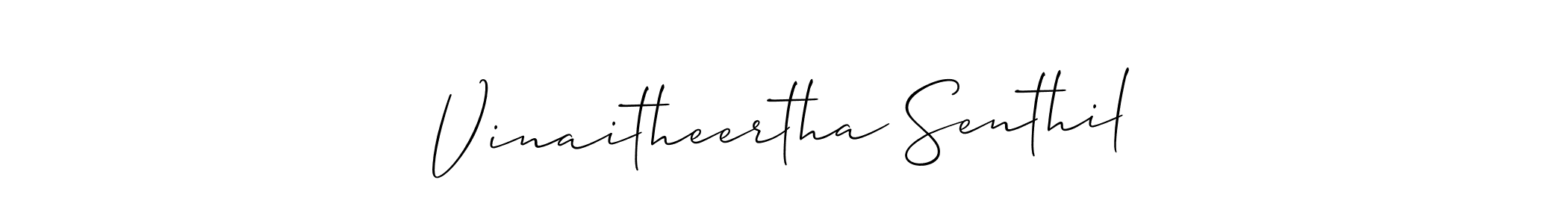 How to make Vinaitheertha Senthil name signature. Use Allison_Script style for creating short signs online. This is the latest handwritten sign. Vinaitheertha Senthil signature style 2 images and pictures png