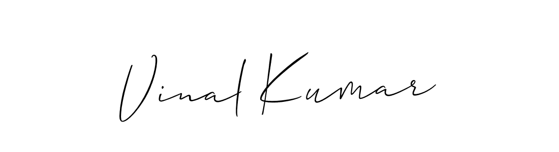The best way (Allison_Script) to make a short signature is to pick only two or three words in your name. The name Vinal Kumar include a total of six letters. For converting this name. Vinal Kumar signature style 2 images and pictures png