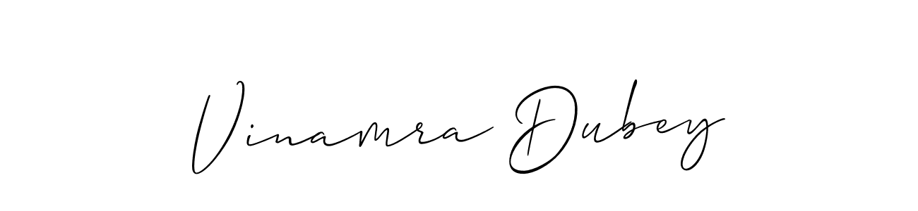 The best way (Allison_Script) to make a short signature is to pick only two or three words in your name. The name Vinamra Dubey include a total of six letters. For converting this name. Vinamra Dubey signature style 2 images and pictures png