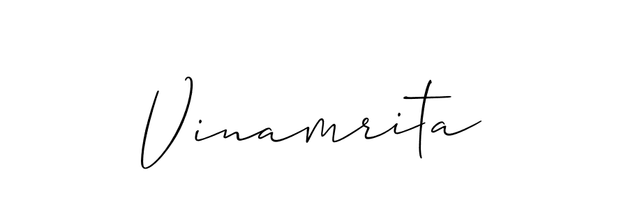 How to make Vinamrita name signature. Use Allison_Script style for creating short signs online. This is the latest handwritten sign. Vinamrita signature style 2 images and pictures png