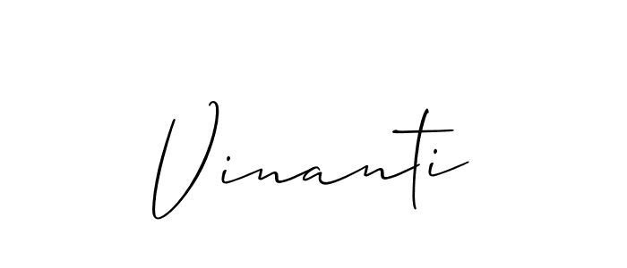 Similarly Allison_Script is the best handwritten signature design. Signature creator online .You can use it as an online autograph creator for name Vinanti. Vinanti signature style 2 images and pictures png