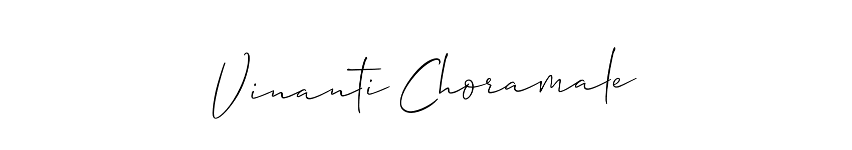 if you are searching for the best signature style for your name Vinanti Choramale. so please give up your signature search. here we have designed multiple signature styles  using Allison_Script. Vinanti Choramale signature style 2 images and pictures png