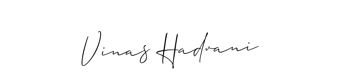 Make a beautiful signature design for name Vinas Hadvani. With this signature (Allison_Script) style, you can create a handwritten signature for free. Vinas Hadvani signature style 2 images and pictures png