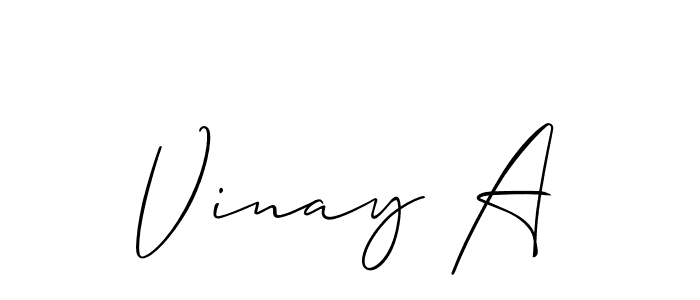 Similarly Allison_Script is the best handwritten signature design. Signature creator online .You can use it as an online autograph creator for name Vinay A. Vinay A signature style 2 images and pictures png