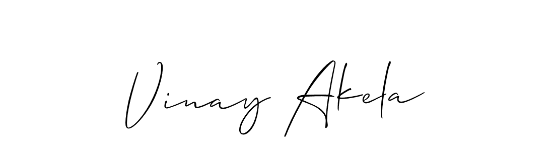 Make a beautiful signature design for name Vinay Akela. With this signature (Allison_Script) style, you can create a handwritten signature for free. Vinay Akela signature style 2 images and pictures png