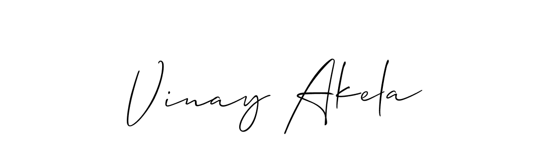 Make a beautiful signature design for name Vinay Akela. With this signature (Allison_Script) style, you can create a handwritten signature for free. Vinay Akela signature style 2 images and pictures png