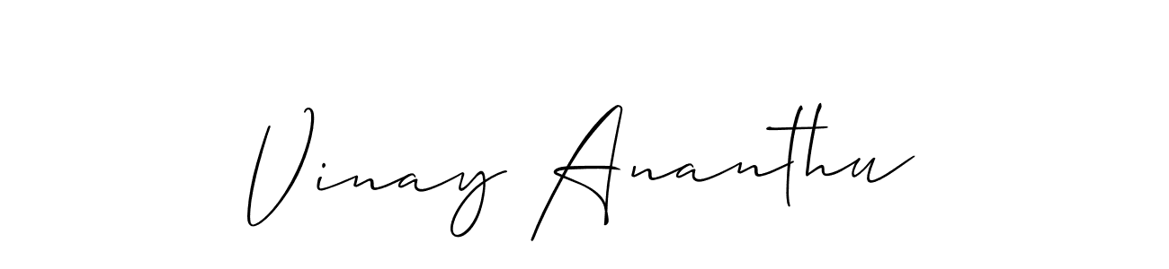 Make a short Vinay Ananthu signature style. Manage your documents anywhere anytime using Allison_Script. Create and add eSignatures, submit forms, share and send files easily. Vinay Ananthu signature style 2 images and pictures png