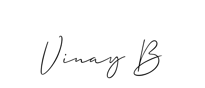 if you are searching for the best signature style for your name Vinay B. so please give up your signature search. here we have designed multiple signature styles  using Allison_Script. Vinay B signature style 2 images and pictures png